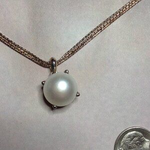Honora White Freshwater Pearl Silver Pendant with Chain